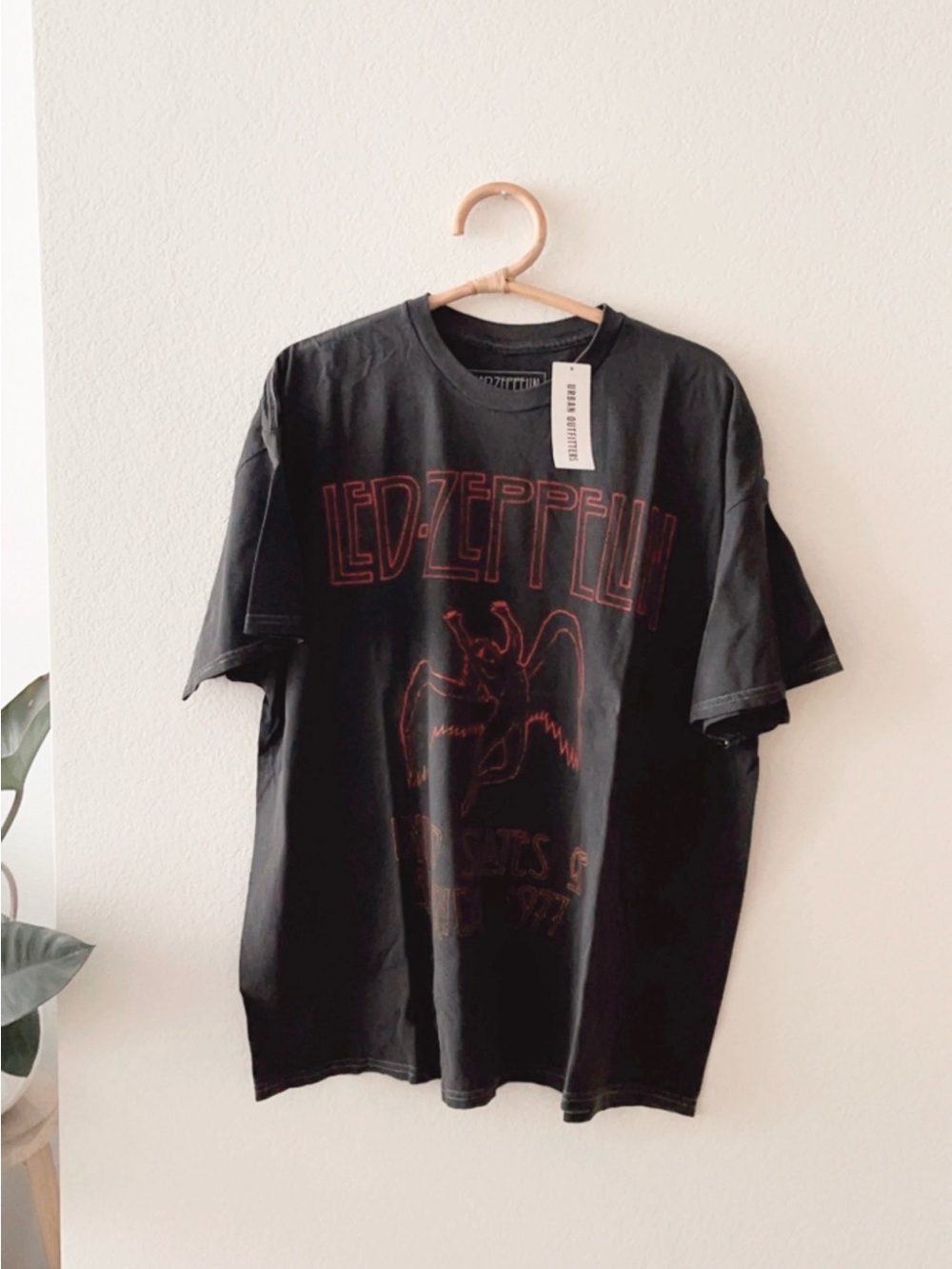 Urban Outfitters Black Led Zeppelin Graphic Tee with Red Print